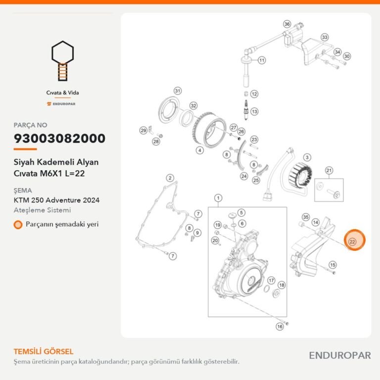 Siyah Kademeli Alyan Cıvata M6X1 L=22 93003082000 parça şeması