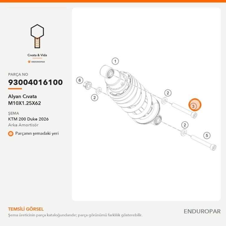 Alyan Cıvata M10X1.25X62 93004016100 parça şeması