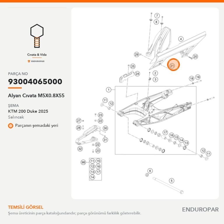 Alyan Cıvata M5X0.8X55 93004065000 parça şeması