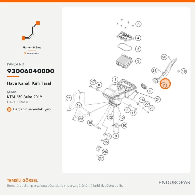 Hava Kanalı Kirli Taraf 93006040000 parça şeması