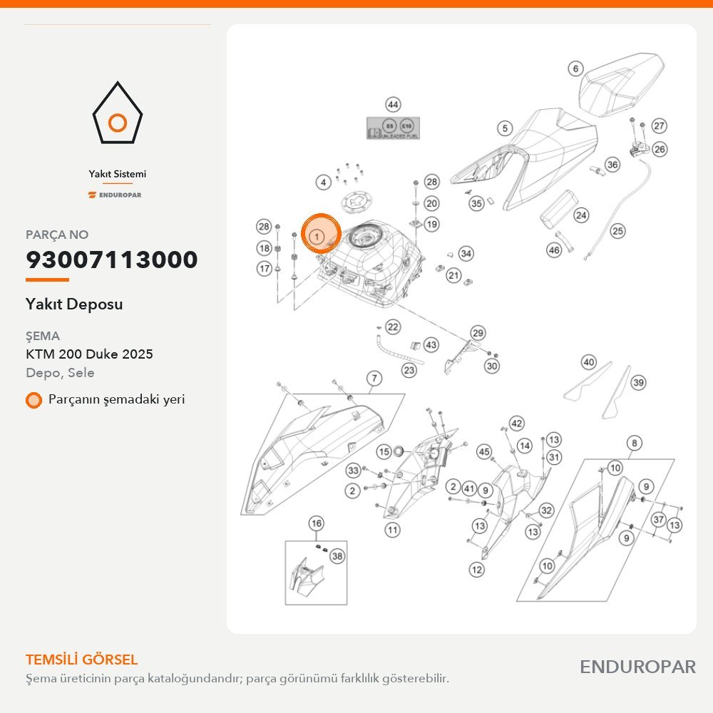Yakıt Deposu 93007113000 parça şeması