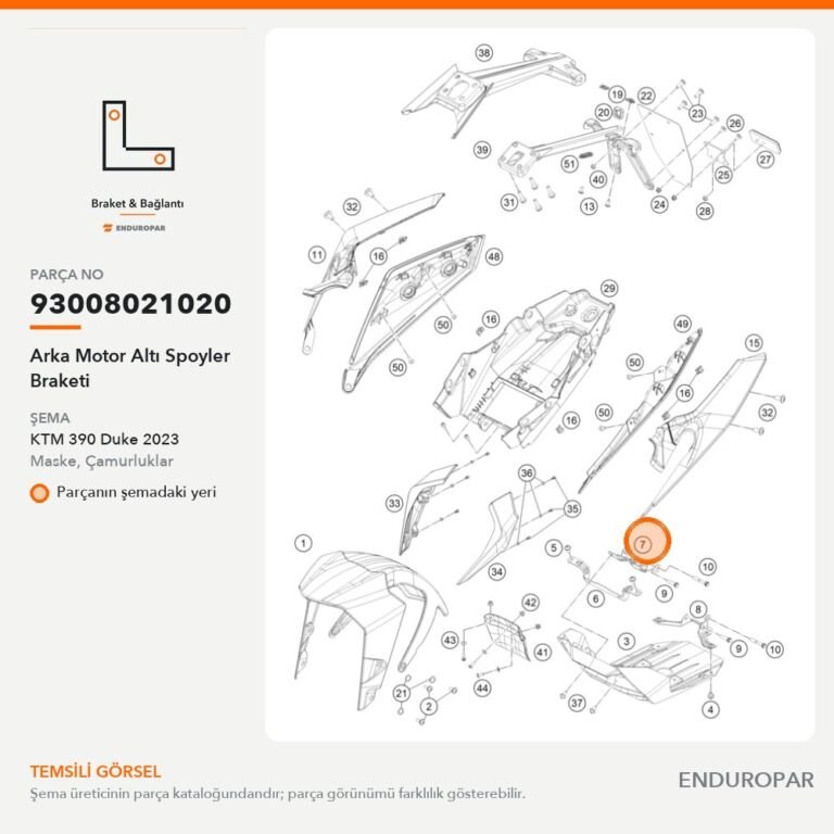 Arka Motor Altı Spoyler Braketi 93008021020 parça şeması