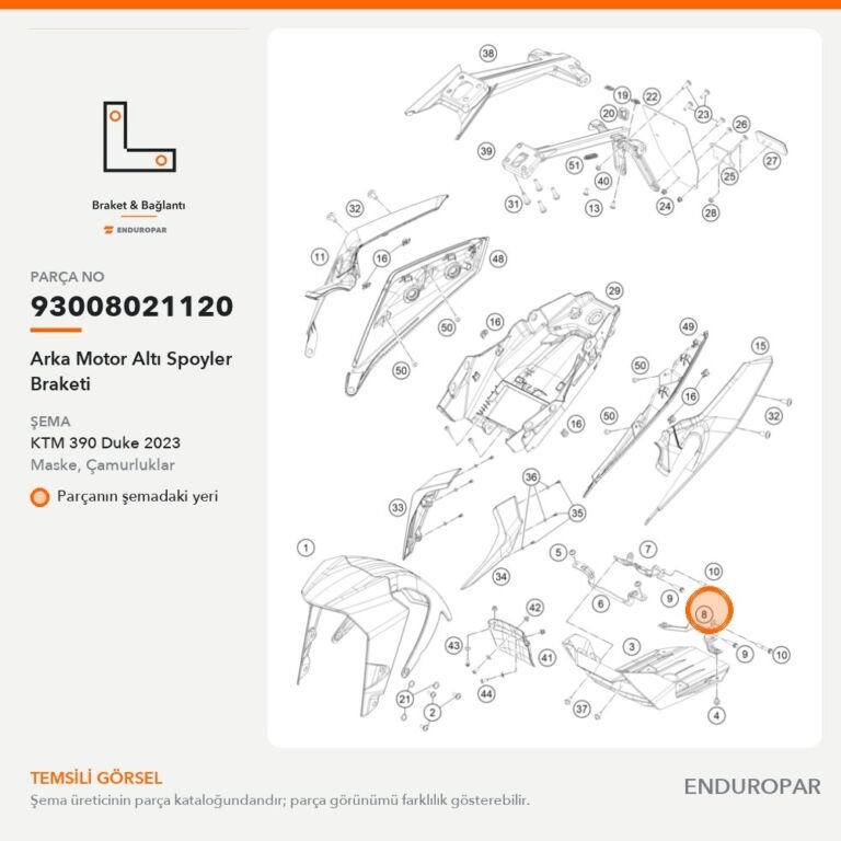 Arka Motor Altı Spoyler Braketi 93008021120 parça şeması