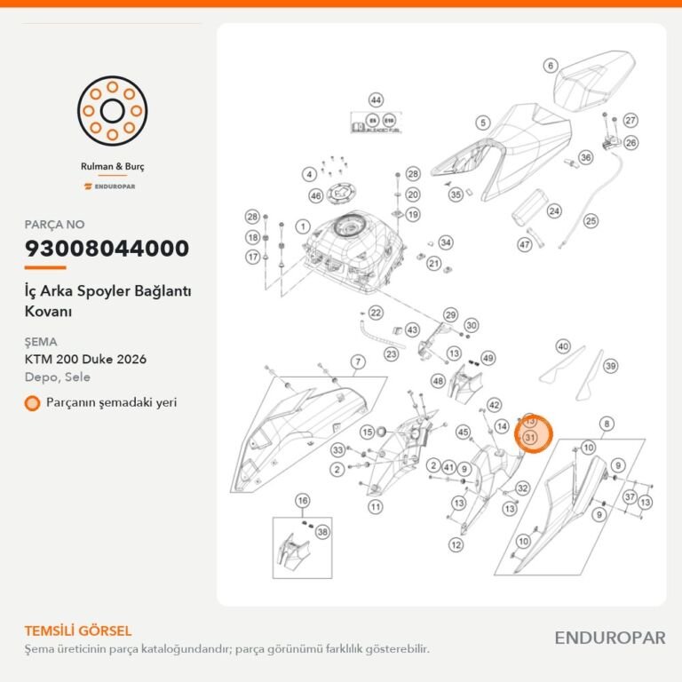 İç Arka Spoyler Bağlantı Kovanı 93008044000 parça şeması