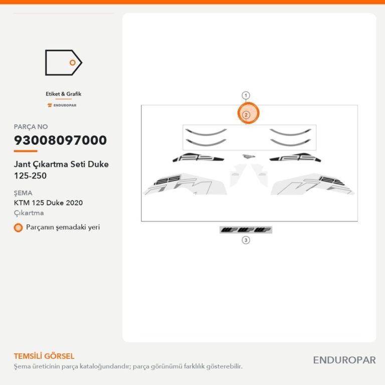 Jant Çıkartma Seti Duke 125-250 93008097000 parça şeması