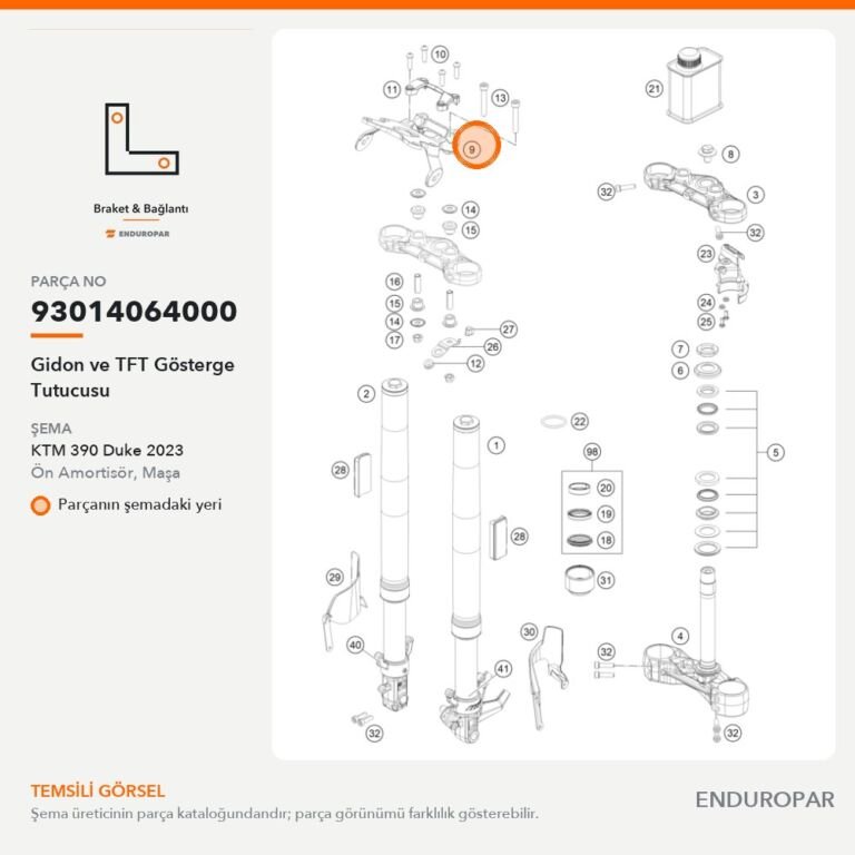 Gidon ve TFT Gösterge Tutucusu 93014064000 parça şeması