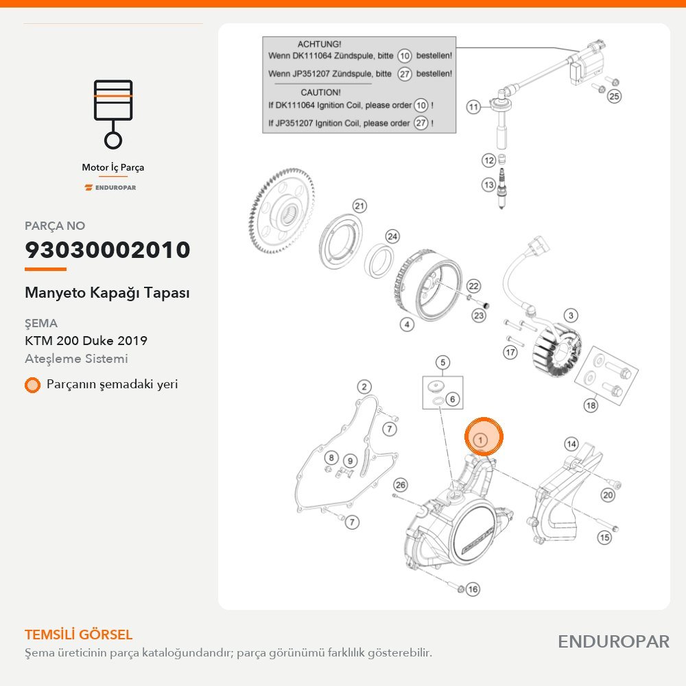 Manyeto Kapağı Tapası 93030002010 parça şeması
