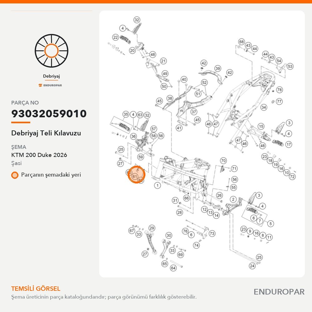 Debriyaj Teli Kılavuzu 93032059010 parça şeması