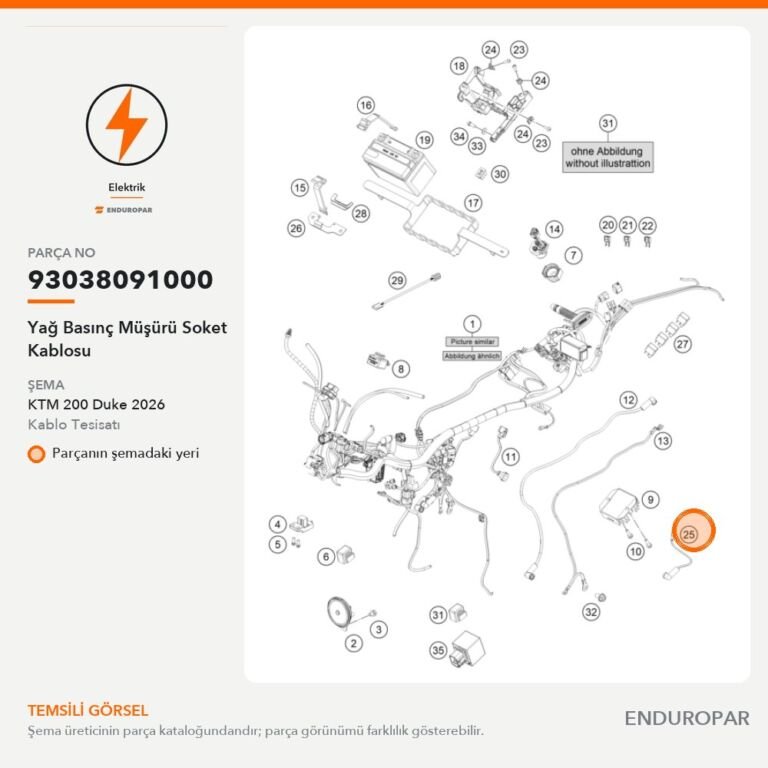 Yağ Basınç Müşürü Soket Kablosu 93038091000 parça şeması