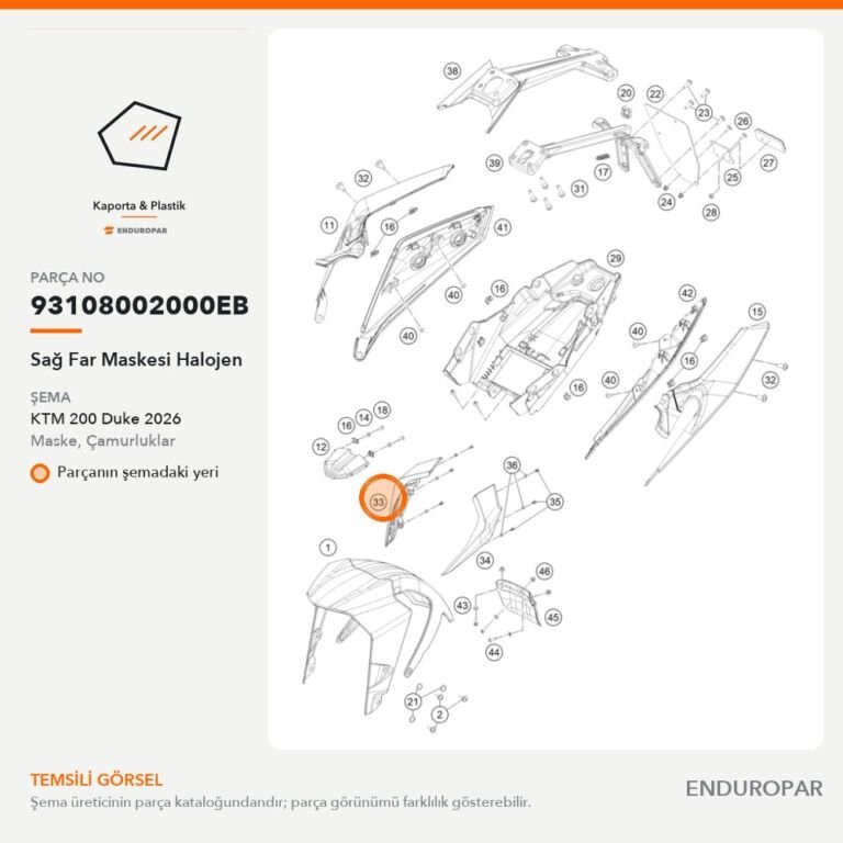 Sağ Far Maskesi Halojen 93108002000EB parça şeması