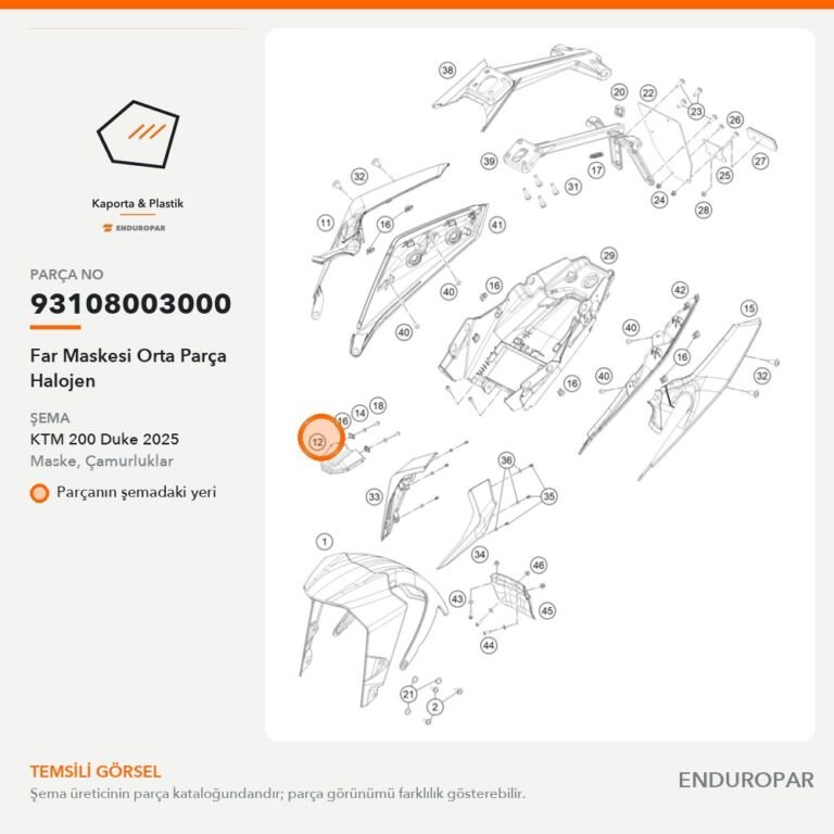 Far Maskesi Orta Parça Halojen 93108003000 parça şeması
