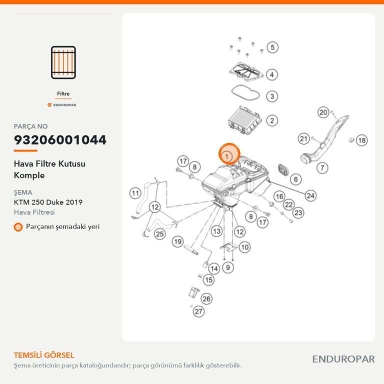 Hava Filtre Kutusu Komple 93206001044 parça şeması