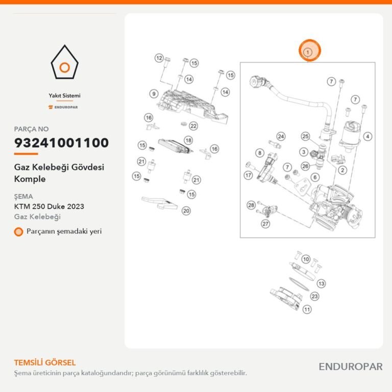 Gaz Kelebeği Gövdesi Komple 93241001100 parça şeması