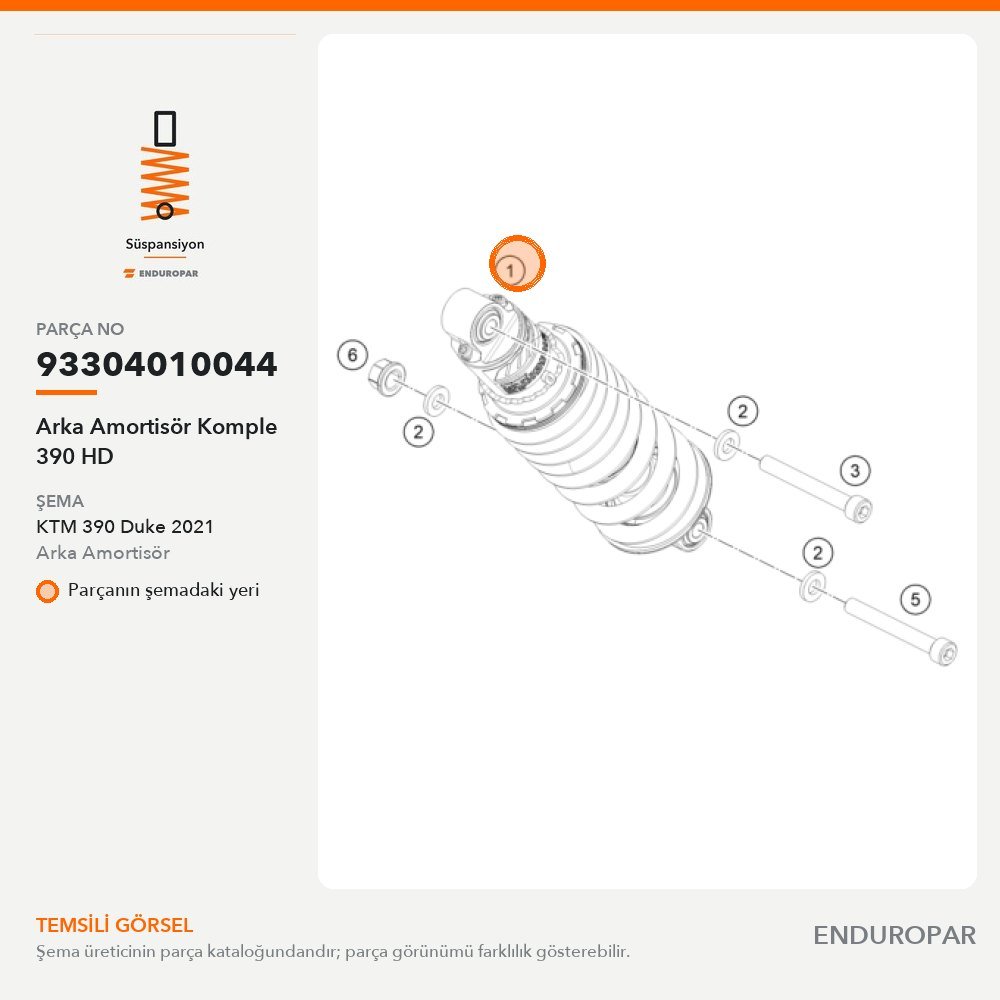 Arka Amortisör Komple 390 HD 93304010044 parça şeması