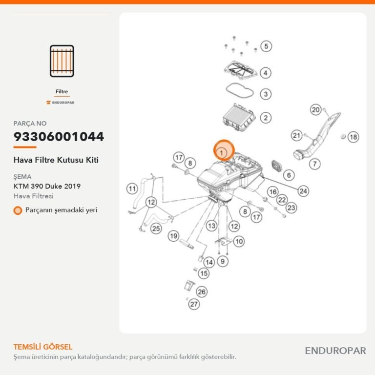 Hava Filtre Kutusu Kiti 93306001044 parça şeması