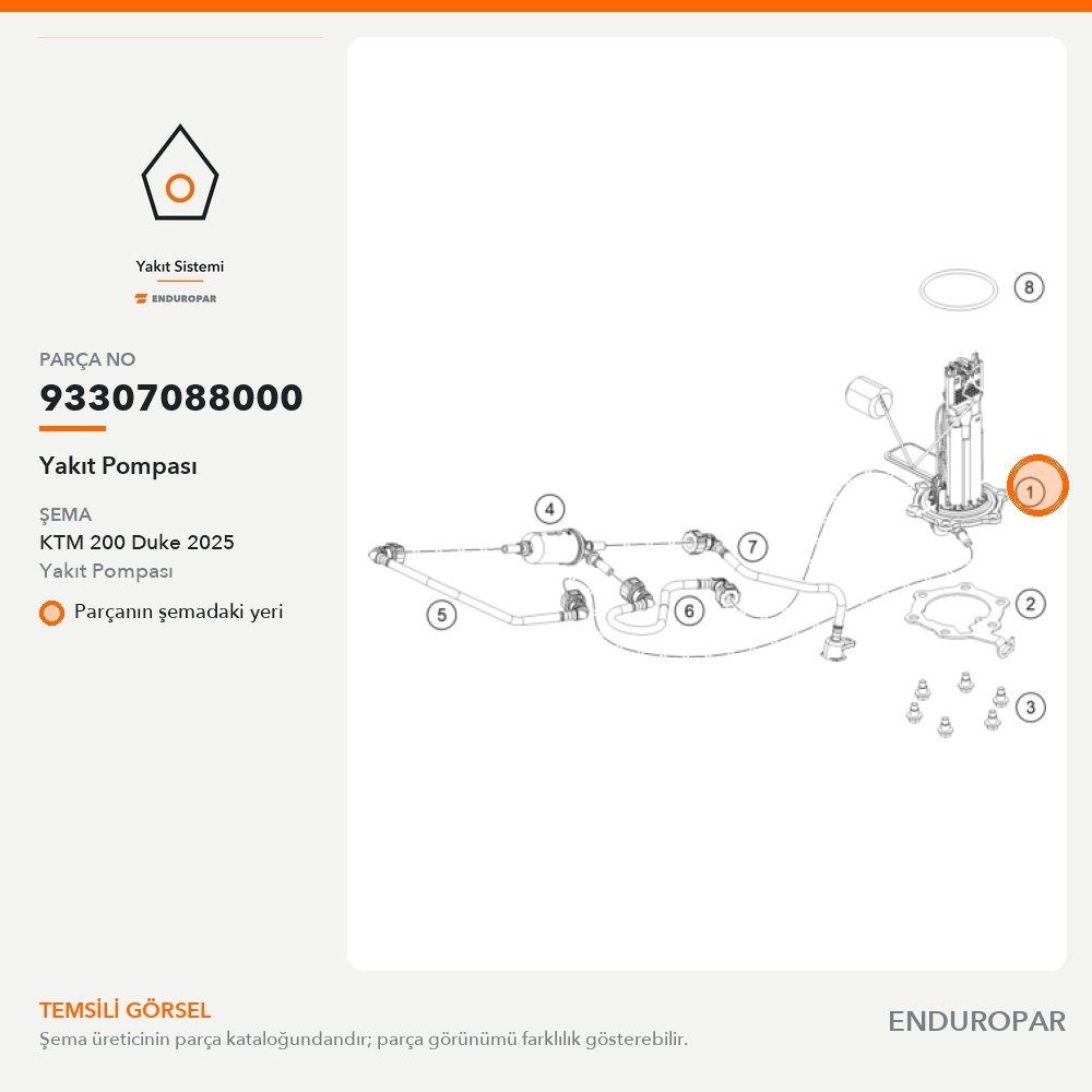 Yakıt Pompası 93307088000 parça şeması