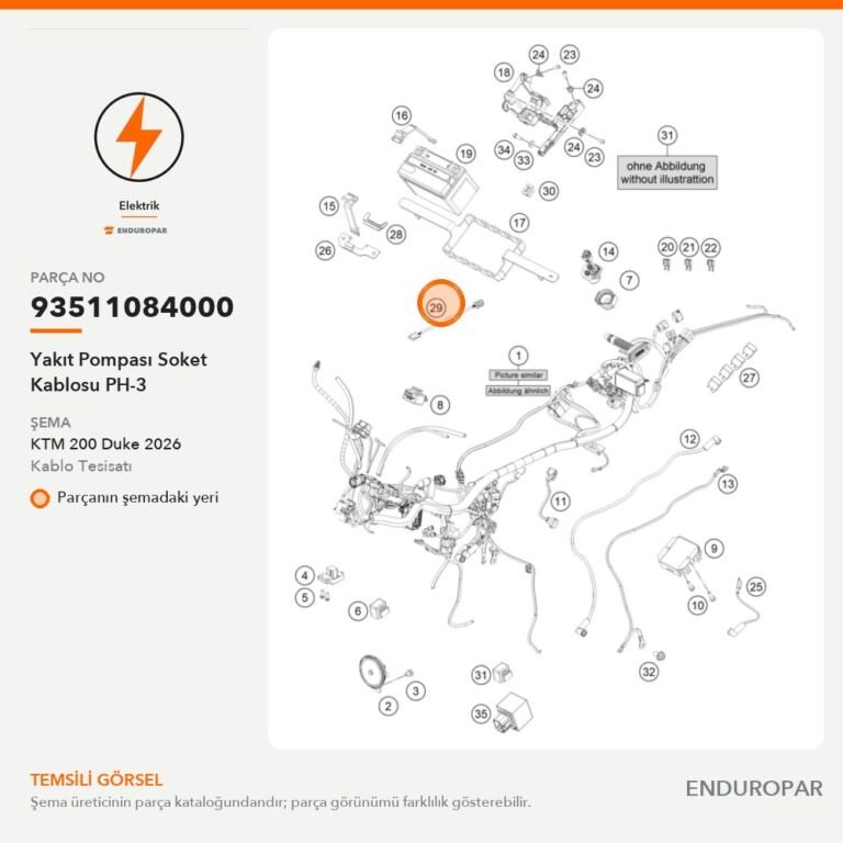 Yakıt Pompası Soket Kablosu PH-3 93511084000 parça şeması