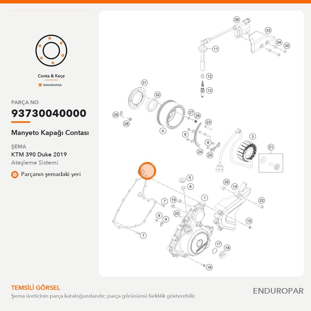 Manyeto Kapağı Contası 93730040000 parça şeması
