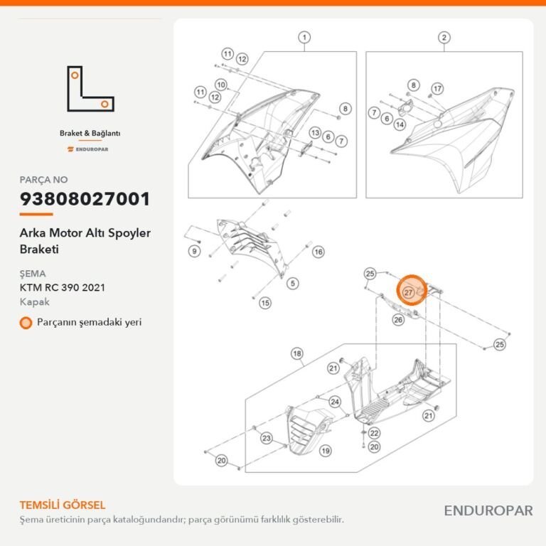 Arka Motor Altı Spoyler Braketi 93808027001 parça şeması