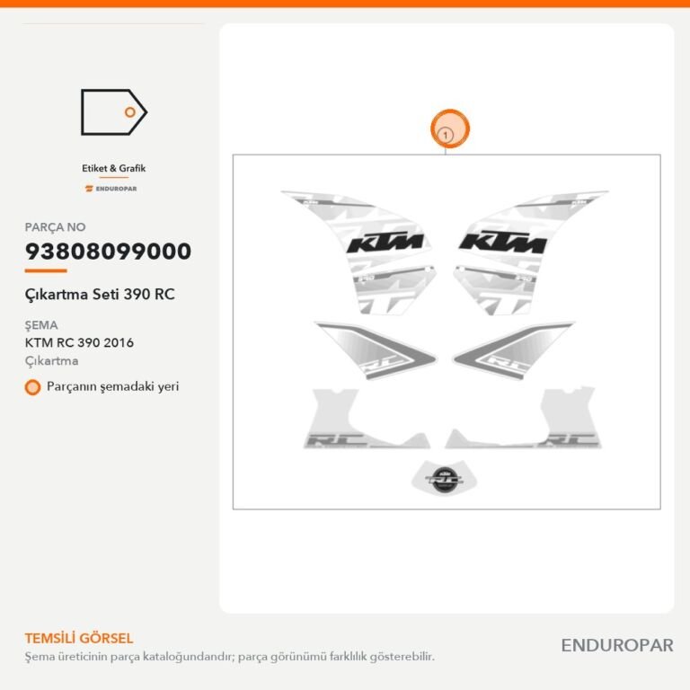 Çıkartma Seti 390 RC 93808099000 parça şeması