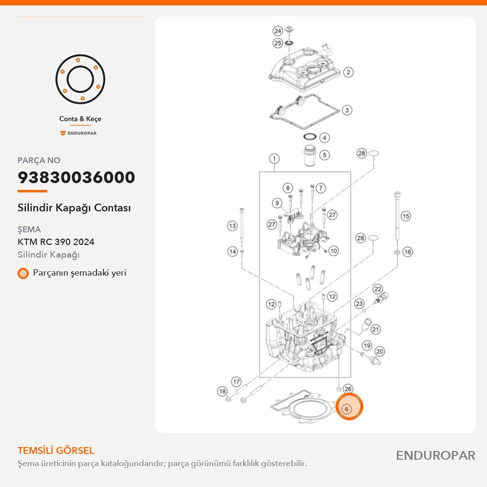 Silindir Kapağı Contası 93830036000 parça şeması