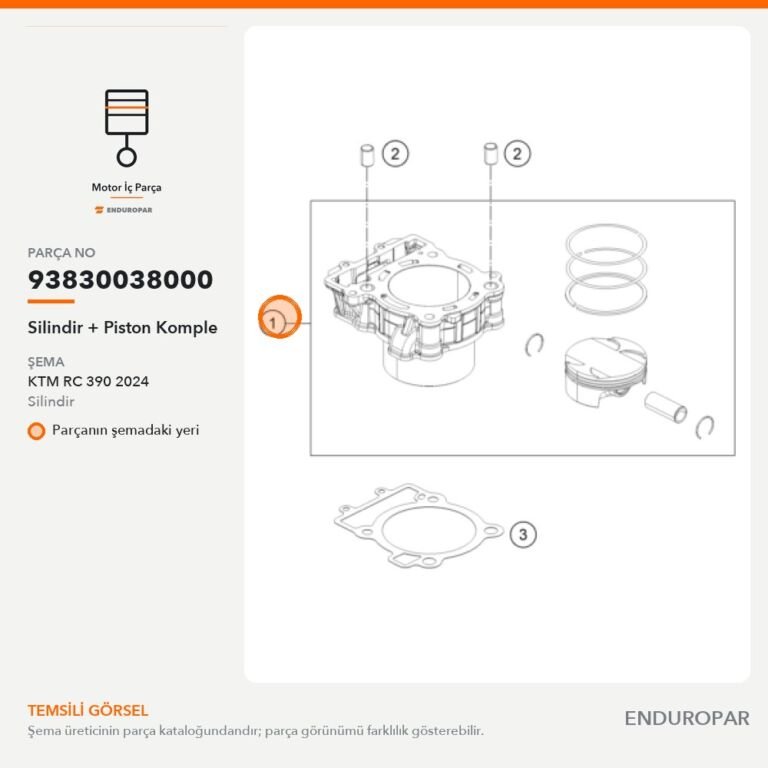 Silindir + Piston Komple 93830038000 parça şeması