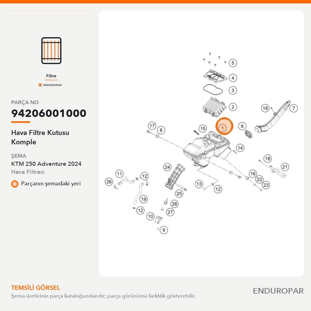 Hava Filtre Kutusu Komple 94206001000 parça şeması