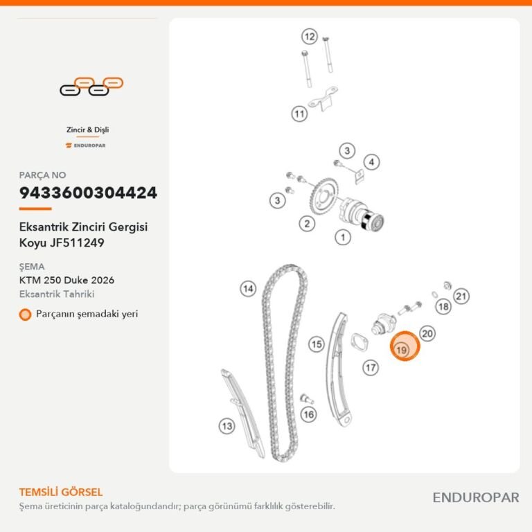 Eksantrik Zinciri Gergisi Koyu JF511249 9433600304424 parça şeması