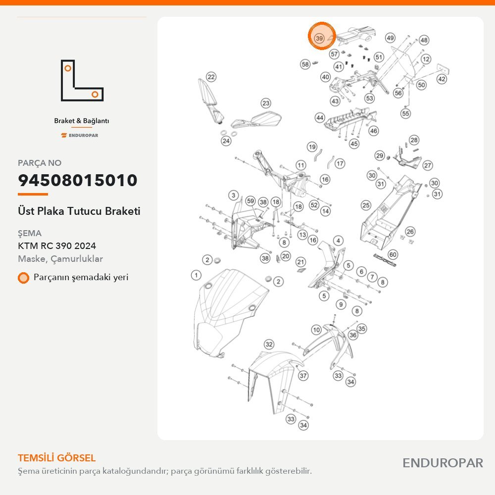 Üst Plaka Tutucu Braketi 94508015010 parça şeması
