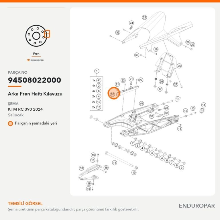 Arka Fren Hattı Kılavuzu 94508022000 parça şeması