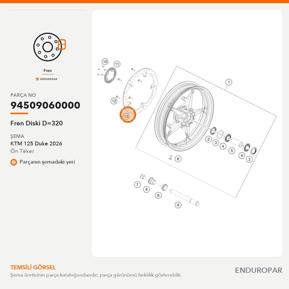 Fren Diski D=320 94509060000 parça şeması