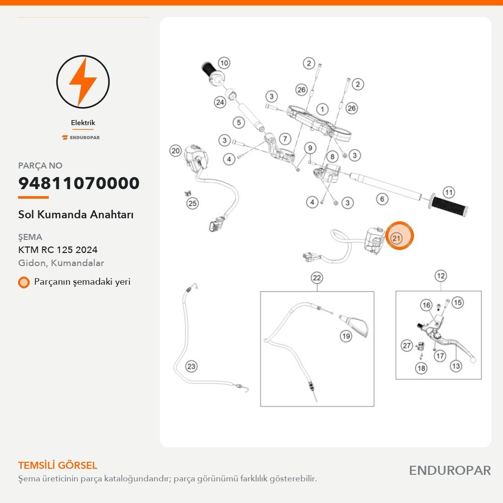 Sol Kumanda Anahtarı 94811070000 parça şeması