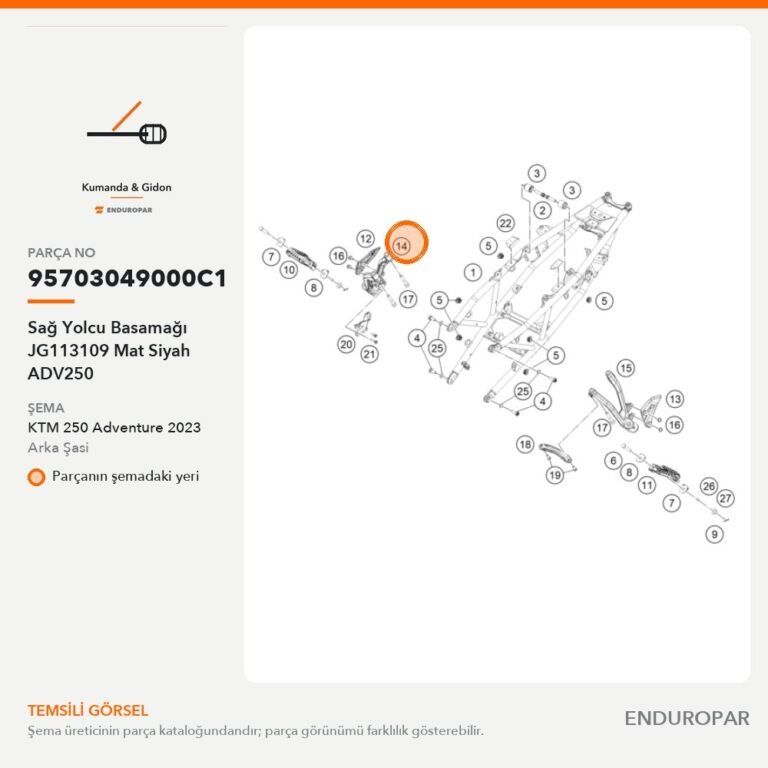 Sağ Yolcu Basamağı JG113109 Mat Siyah ADV250 95703049000C1 parça şeması