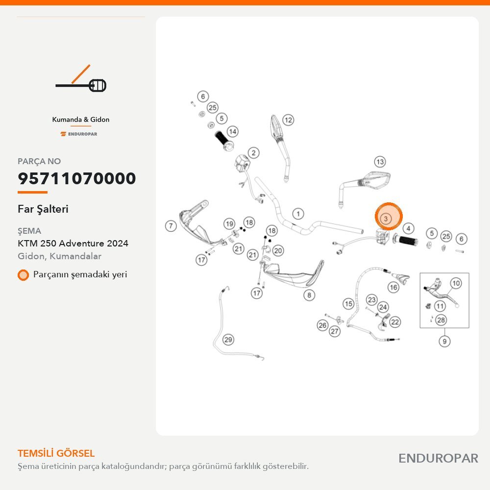 Far Şalteri 95711070000 parça şeması