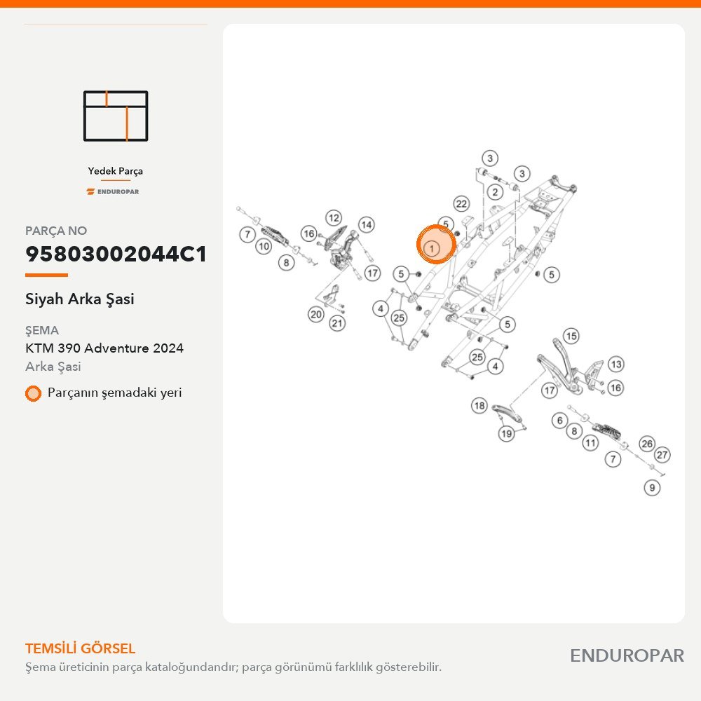 Siyah Arka Şasi 95803002044C1 parça şeması