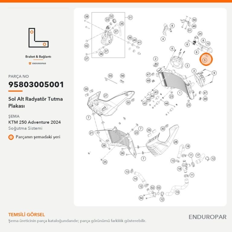 Sol Alt Radyatör Tutma Plakası 95803005001 parça şeması