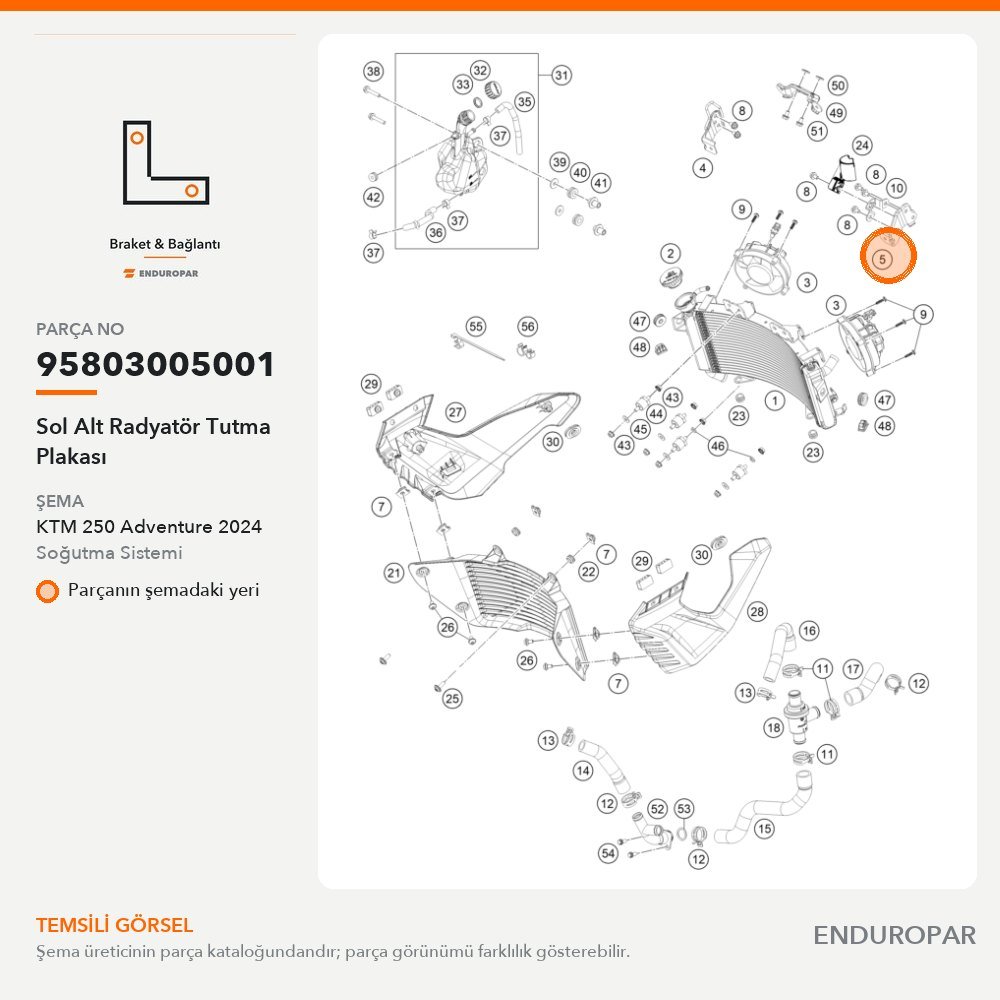 Sol Alt Radyatör Tutma Plakası 95803005001 parça şeması