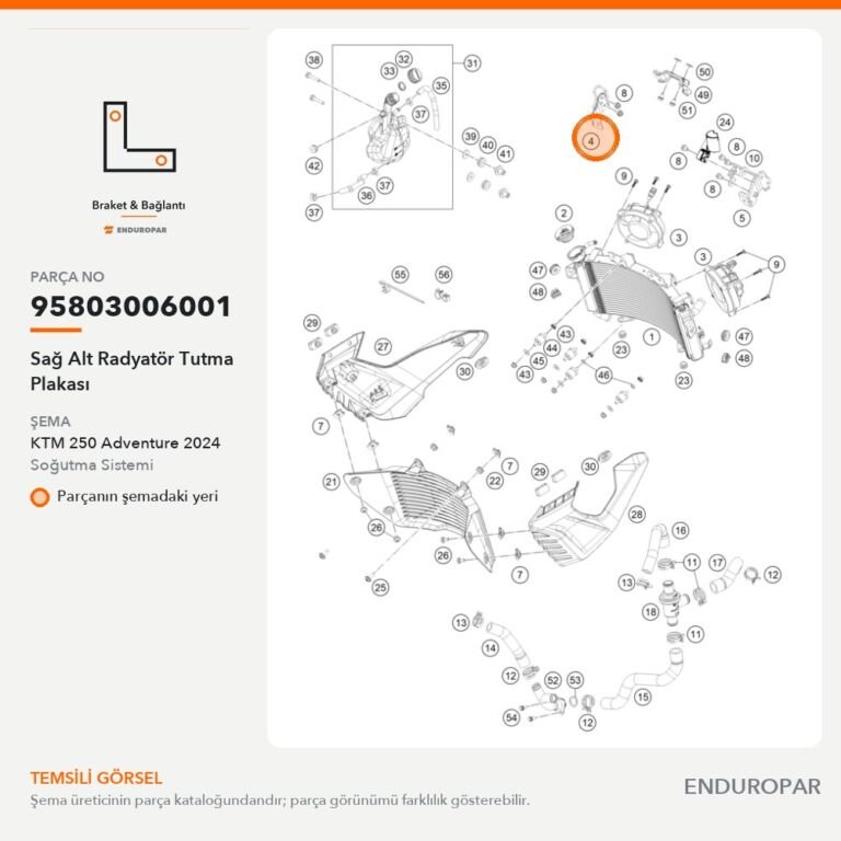 Sağ Alt Radyatör Tutma Plakası 95803006001 parça şeması