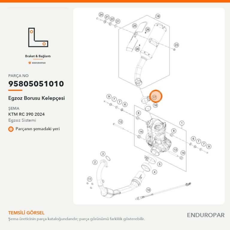 Egzoz Borusu Kelepçesi 95805051010 parça şeması