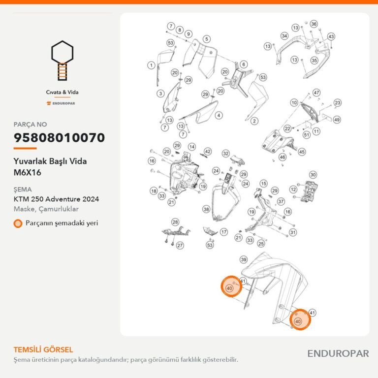 Yuvarlak Başlı Vida M6X16 95808010070 parça şeması