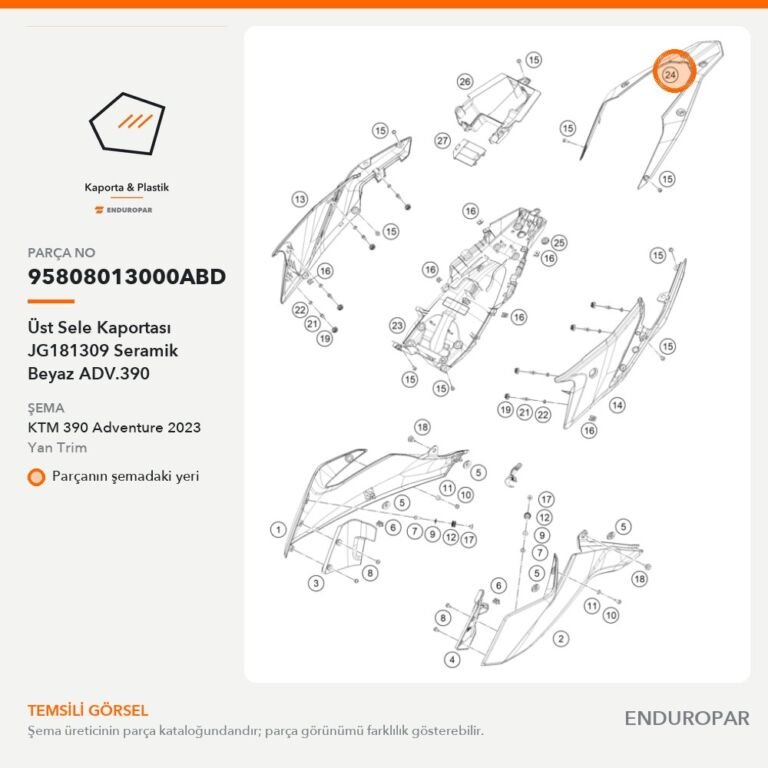 Üst Sele Kaportası JG181309 Seramik Beyaz ADV.390 95808013000ABD parça şeması