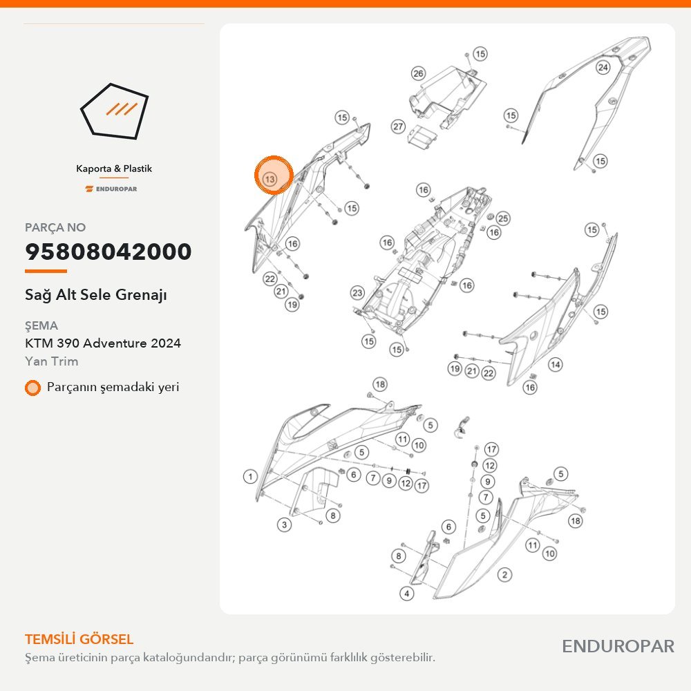 Sağ Alt Sele Grenajı 95808042000 parça şeması