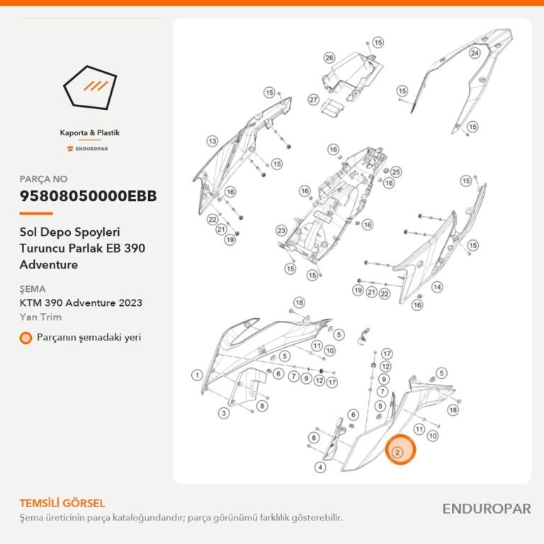 Sol Depo Spoyleri Turuncu Parlak EB 390 Adventure 95808050000EBB parça şeması
