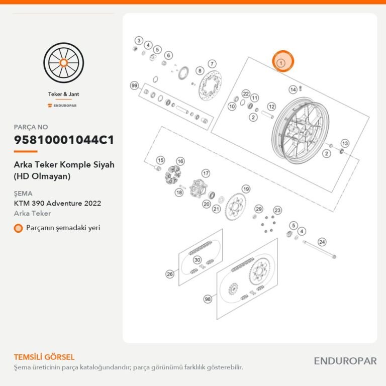 Arka Teker Komple Siyah (HD Olmayan) 95810001044C1 parça şeması
