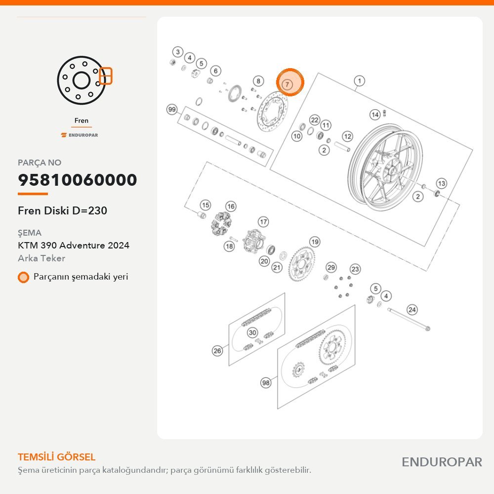 Fren Diski D=230 95810060000 parça şeması