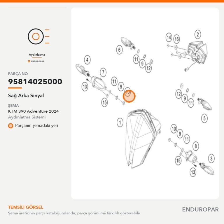 Sağ Arka Sinyal 95814025000 parça şeması
