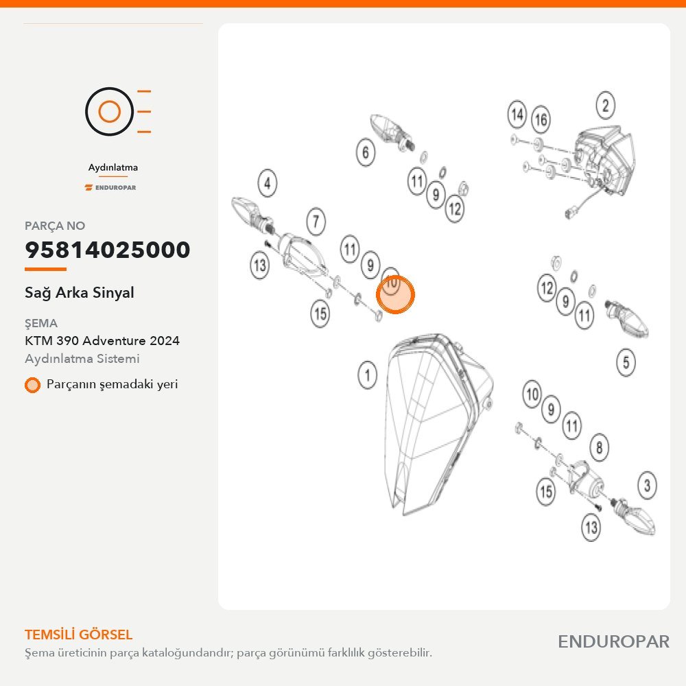 Sağ Arka Sinyal 95814025000 parça şeması