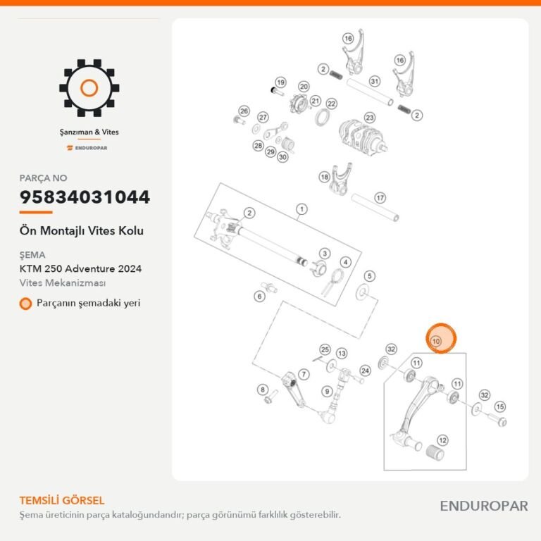 Ön Montajlı Vites Kolu 95834031044 parça şeması