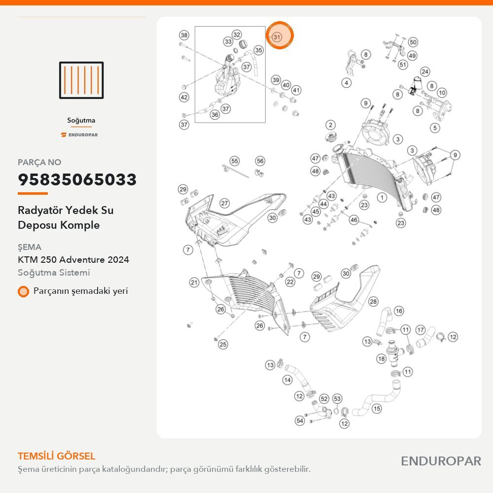 Radyatör Yedek Su Deposu Komple 95835065033 parça şeması