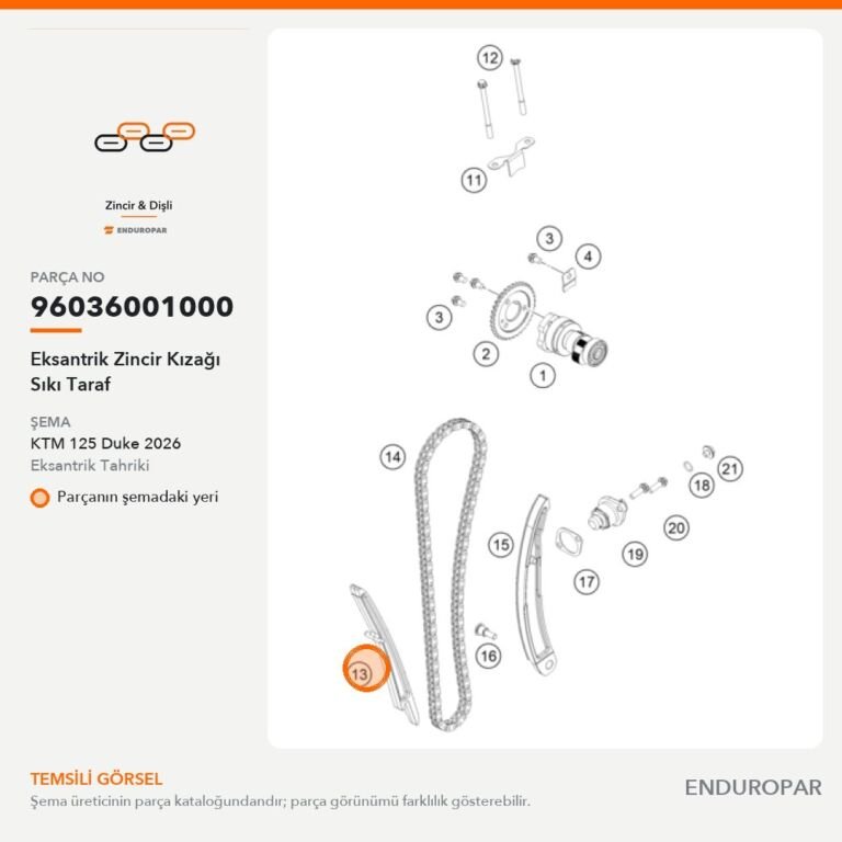 Eksantrik Zincir Kızağı Sıkı Taraf 96036001000 parça şeması